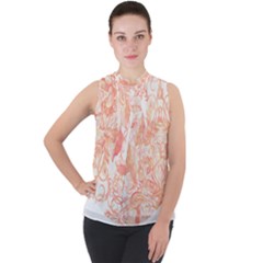 Pattern T- Shirt Autumn Peach Art Nouveau Pattern T- Shirt Mock Neck Chiffon Sleeveless Top by maxcute