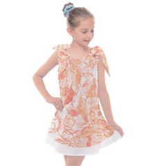 Pattern T- Shirt Autumn Peach Art Nouveau Pattern T- Shirt Kids  Tie Up Tunic Dress by maxcute