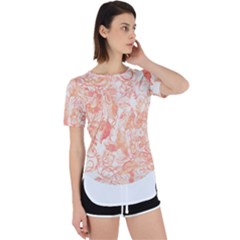 Pattern T- Shirt Autumn Peach Art Nouveau Pattern T- Shirt Perpetual Short Sleeve T-shirt by maxcute