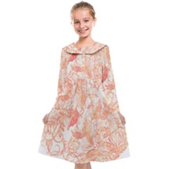 Pattern T- Shirt Autumn Peach Art Nouveau Pattern T- Shirt Kids  Midi Sailor Dress by maxcute