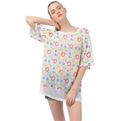 Pattern T- Shirt Corazones Coloridos T- Shirt Oversized Chiffon Top by maxcute