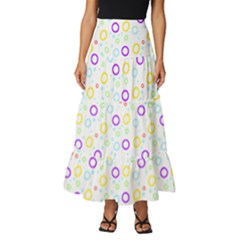 Pattern T- Shirt Círculos Coloridos T- Shirt Tiered Ruffle Maxi Skirt