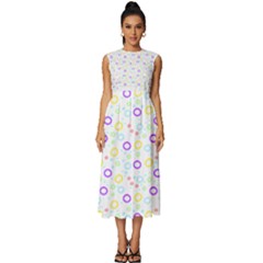 Pattern T- Shirt Círculos Coloridos T- Shirt Sleeveless Round Neck Midi Dress