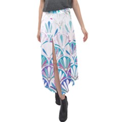 Pattern T- Shirt Glamorous Twenties Art Deco Pastel Pattern T- Shirt Velour Split Maxi Skirt by maxcute