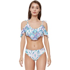 Pattern T- Shirt Glamorous Twenties Art Deco Pastel Pattern T- Shirt Ruffle Edge Tie Up Bikini Set	 by maxcute