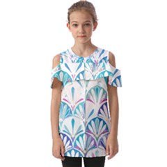 Pattern T- Shirt Glamorous Twenties Art Deco Pastel Pattern T- Shirt Fold Over Open Sleeve Top by maxcute