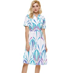 Pattern T- Shirt Glamorous Twenties Art Deco Pastel Pattern T- Shirt Button Top Knee Length Dress by maxcute