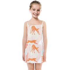 Pattern T- Shirt Hand Drawn Exotic Big Cat Cheetahs, Stretching, Running, Sitting And Walking On Abs Kids  Summer Sun Dress by maxcute