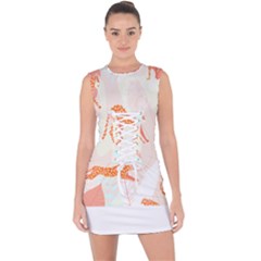 Pattern T- Shirt Hand Drawn Exotic Big Cat Cheetahs, Stretching, Running, Sitting And Walking On Abs Lace Up Front Bodycon Dress by maxcute