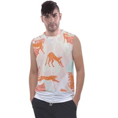 Pattern T- Shirt Hand Drawn Exotic Big Cat Cheetahs, Stretching, Running, Sitting And Walking On Abs Men s Regular Tank Top by maxcute