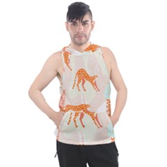 Pattern T- Shirt Hand Drawn Exotic Big Cat Cheetahs, Stretching, Running, Sitting And Walking On Abs Men s Sleeveless Hoodie by maxcute