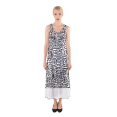 Pattern T- Shirt One Line - Black T- Shirt Sleeveless Maxi Dress by maxcute