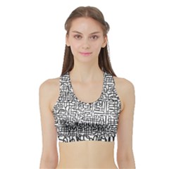 Pattern T- Shirt One Line - Black T- Shirt Sports Bra With Border by maxcute