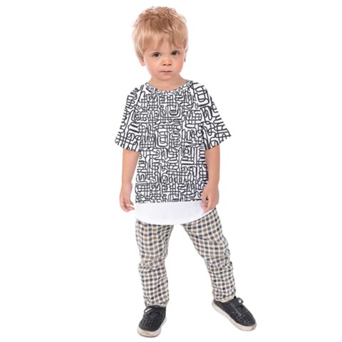 Pattern T- Shirt One Line - Black T- Shirt Kids  Raglan Tee by maxcute