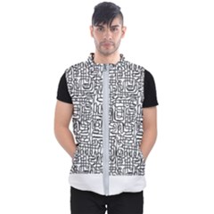 Pattern T- Shirt One Line - Black T- Shirt Men s Puffer Vest by maxcute