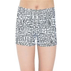 Pattern T- Shirt One Line - Black T- Shirt Kids  Sports Shorts by maxcute