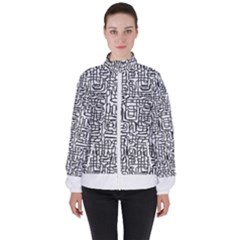 Pattern T- Shirt One Line - Black T- Shirt Women s High Neck Windbreaker by maxcute