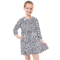 Pattern T- Shirt One Line - Black T- Shirt Kids  Quarter Sleeve Shirt Dress by maxcute