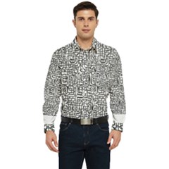 Pattern T- Shirt One Line - Black T- Shirt Men s Long Sleeve Pocket Shirt  by maxcute