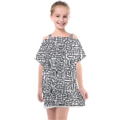 Pattern T- Shirt One Line - Black T- Shirt Kids  One Piece Chiffon Dress by maxcute