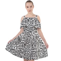 Pattern T- Shirt One Line - Black T- Shirt Cut Out Shoulders Chiffon Dress by maxcute