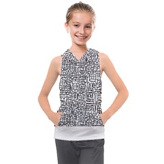 Pattern T- Shirt One Line - Black T- Shirt Kids  Sleeveless Hoodie by maxcute