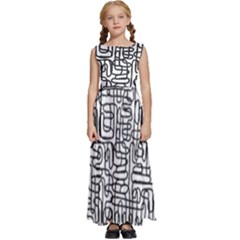 Pattern T- Shirt One Line - Black T- Shirt Kids  Satin Sleeveless Maxi Dress by maxcute