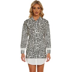 Pattern T- Shirt One Line - Black T- Shirt Womens Long Sleeve Shirt Dress