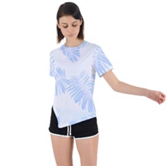 Pattern T- Shirt Pattern Indigo Blue With Palm Leaves Monstera On Dark Summer Tropical T- Shirt Asymmetrical Short Sleeve Sports Tee by maxcute