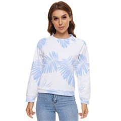 Pattern T- Shirt Pattern Indigo Blue With Palm Leaves Monstera On Dark Summer Tropical T- Shirt Women s Long Sleeve Raglan Tee