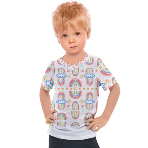 Pattern T- Shirt Rainbow No  8 - Flowers Eyes Stars Moon Sun Rain And Palm Trees Pattern T- Shirt Kids  Sports Tee by maxcute