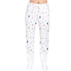 Pattern T- Shirt Seamless Pattern With Colorful Stars T- Shirt Women Velvet Drawstring Pants