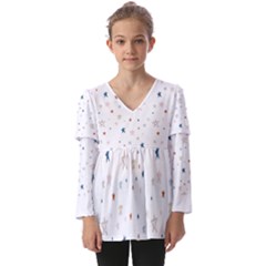 Pattern T- Shirt Seamless Pattern With Colorful Stars T- Shirt Kids  V Neck Casual Top