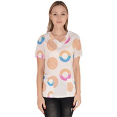 Pattern T- Shirt Seamless Template With Cookies And Donuts T- Shirt Women s V-neck Scrub Top by maxcute