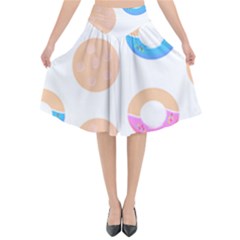 Pattern T- Shirt Seamless Template With Cookies And Donuts T- Shirt Flared Midi Skirt by maxcute