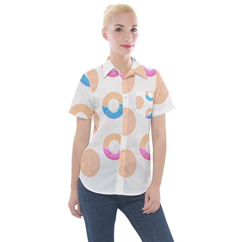 Pattern T- Shirt Seamless Template With Cookies And Donuts T- Shirt Women s Short Sleeve Pocket Shirt by maxcute