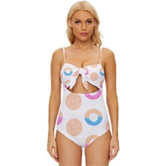 Pattern T- Shirt Seamless Template With Cookies And Donuts T- Shirt Knot Front One-piece Swimsuit by maxcute