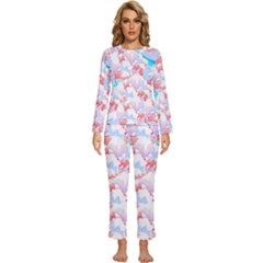 Pattern T- Shirt The Lakes And Peaks T- Shirt Womens  Long Sleeve Lightweight Pajamas Set