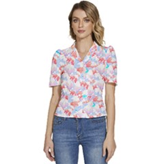 Pattern T- Shirt The Lakes And Peaks T- Shirt Puffed Short Sleeve Button Up Jacket