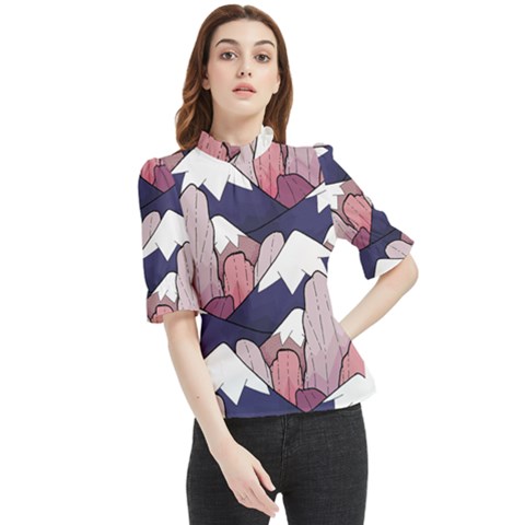 Pattern T- Shirt The Rocks And Peaks T- Shirt Frill Neck Blouse by maxcute