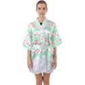 Pattern T- Shirtcoffee Flowers 1 T- Shirt Half Sleeve Satin Kimono  View1