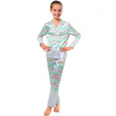 Pattern T- Shirtcoffee Flowers 1 T- Shirt Kid s Satin Long Sleeve Pajamas Set by maxcute