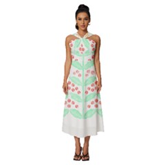 Pattern T- Shirtcoffee Flowers 1 T- Shirt Sleeveless Cross Front Cocktail Midi Chiffon Dress