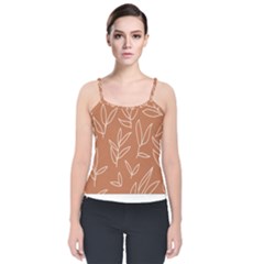 Pattern T- Shirtfloral Leaves Grid Pattern 1 T- Shirt Velvet Spaghetti Strap Top by maxcute