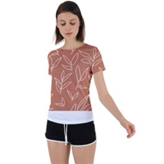 Pattern T- Shirtfloral Leaves Grid Pattern 1 T- Shirt Back Circle Cutout Sports Tee by maxcute