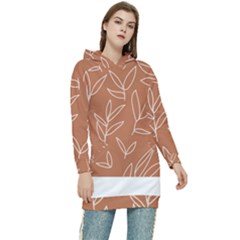 Pattern T- Shirtfloral Leaves Grid Pattern 1 T- Shirt Women s Long Oversized Pullover Hoodie by maxcute