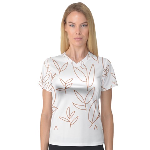 Pattern T- Shirtfloral Leaves Grid Pattern 2 T- Shirt V-neck Sport Mesh Tee by maxcute