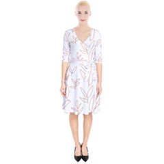 Pattern T- Shirtfloral Leaves Grid Pattern 2 T- Shirt Wrap Up Cocktail Dress