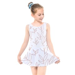 Pattern T- Shirtfloral Leaves Grid Pattern 2 T- Shirt Kids  Skater Dress Swimsuit