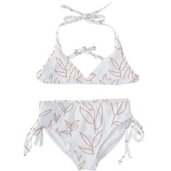 Pattern T- Shirtfloral Leaves Grid Pattern 2 T- Shirt Kids  Classic Bikini Set